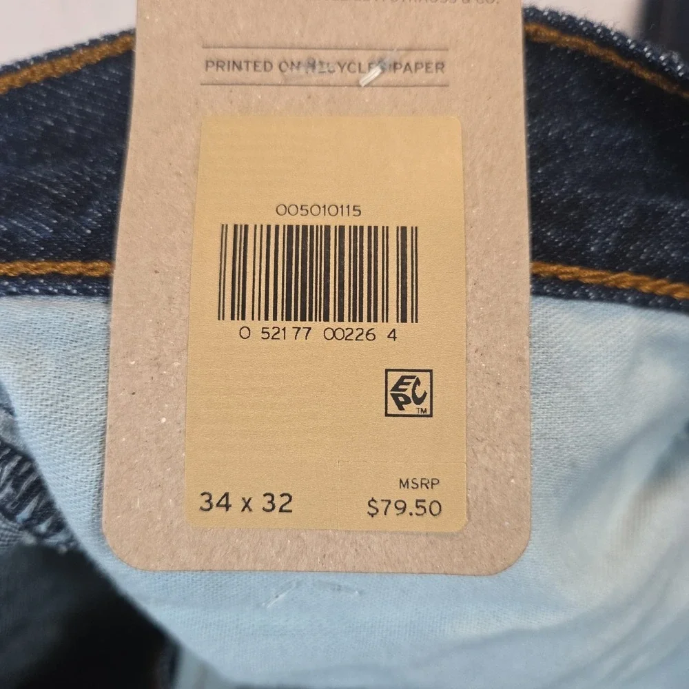Levi's 501 Original Fit Men's Jeans Button Fly Dark Blue Denim 34x32 NWT Cowboy